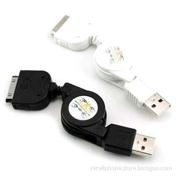 USB Retractable Cable, Used for Apple's iPod, iPhone and iPad, Available in Various Colors